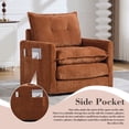 thumbnail image 4 of 360°Swivel Accent Chair, Upholstered 28''W Oversized Armchair, PAPROOS Barrel Chair Reading Armchair with Side Pockets & Cushion, Modern Accent Chair with Metal Base for Living Room Bedroom, Brown, 4 of 8
