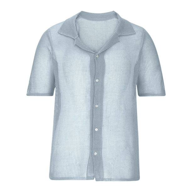 pstuiky camisetas para hombre, Blusa informal de punto con cuello vuelto, manga corta y color liso para hombre ropa de hombre s