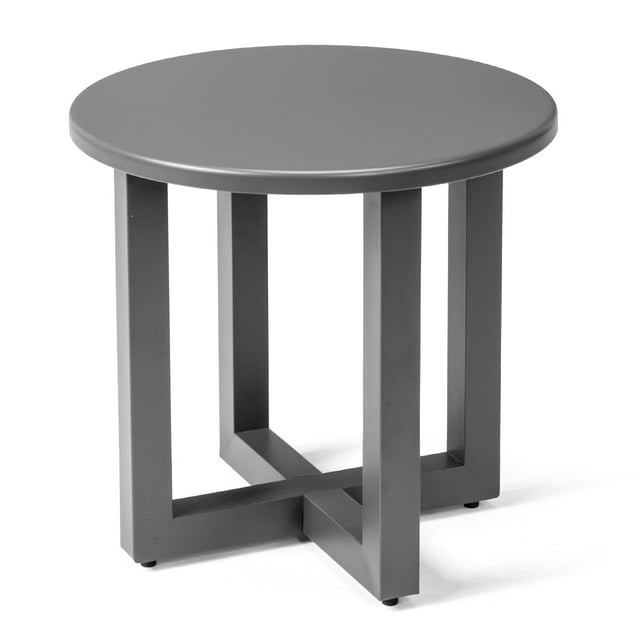 Ktaxon Table d'Appoint Ronde en Métal de 24 Pouces pour Extérieur et Intérieur - Table de Bout Bistro pour Patio, Jardin et Terrasse, Résistante aux Intempéries (Gris)