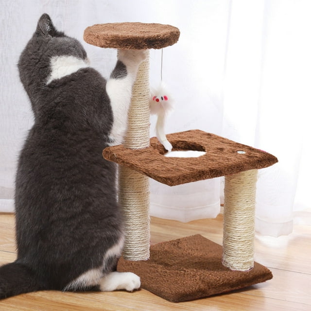 Rascador Integrado de Sisal para Gatos | Madera Marrón | para Gatos de Interior | 40 X 25 Cm | 500 G