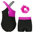thumbnail image 2 of YONGHS Gymnastics Leotards for Girls Sleeveless Shiny Rhinestone Bodysuit with Shorts Hairband Set Hot Pink 14, 2 of 5