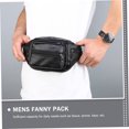 thumbnail image 6 of Black Leather Fanny Pack for Men & Women,Fashionable Multi-Pockets Waist Belt Bag for Travel Sports Hiking Cycling Fishing Running, 6 of 6