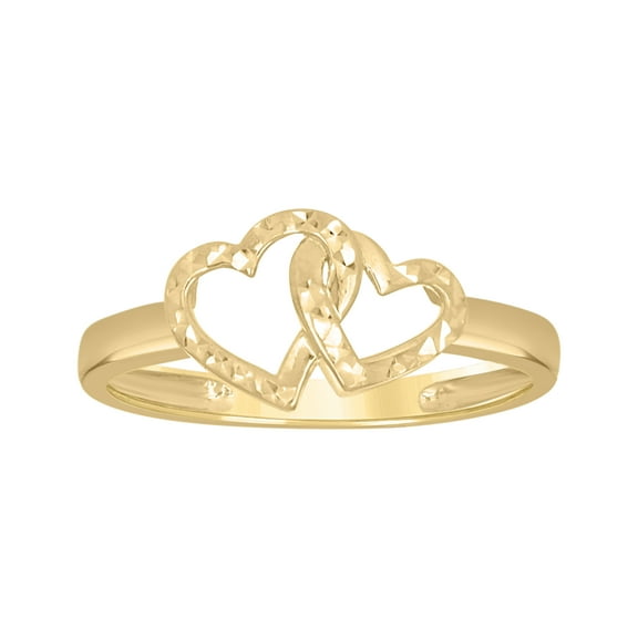10k Yellow Gold Womens Interlock Hearts Ring