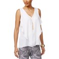 thumbnail image 1 of Blusa de punto Thalia Sodi con collar con volantes para mujer Blanco Mediano, 1 of 1
