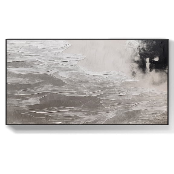 Original abstract figurative black and white grey art canvas oil painting figure painting modern wall decor,(41*81cm)16*32 Inches,Unstretched,Frameless