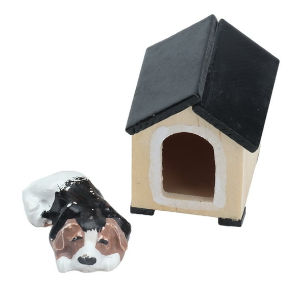 Miniature Doghouse Dog Set, Vivid Dollhouse Dog Kennel For Kids