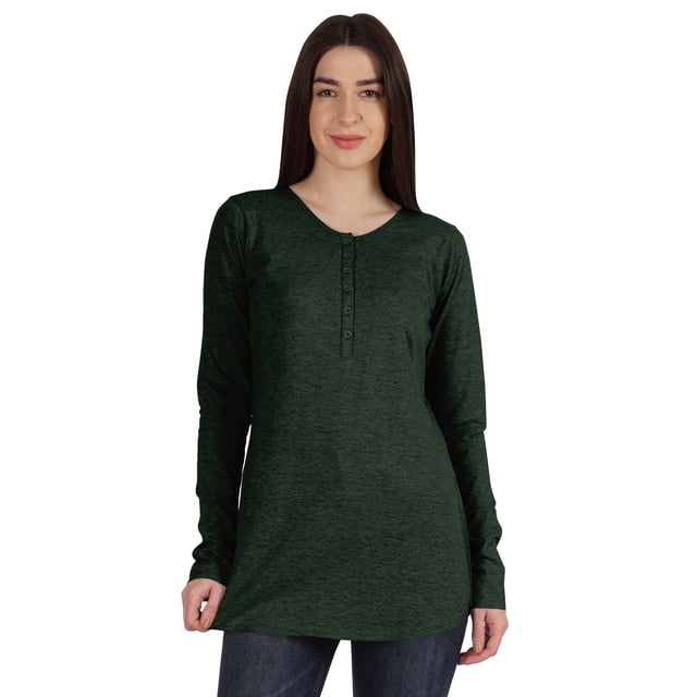 Inkmeso T-Shirt à Boutons Jersey Tee Haut à Manches Longues pour Femmes