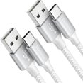 thumbnail image 1 of Cable USB C Huukein blanco de 3 m, paquete de 2 unidades, carga rápida para iPhone, 1 of 7