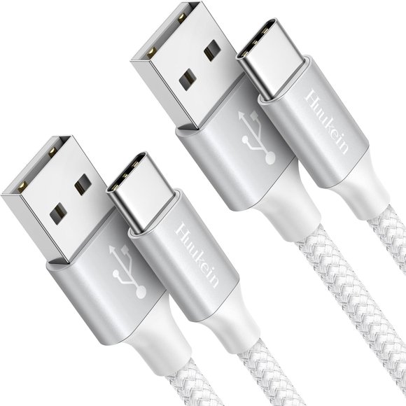 Cable USB C Huukein blanco de 3 m, paquete de 2 unidades, carga rápida para iPhone