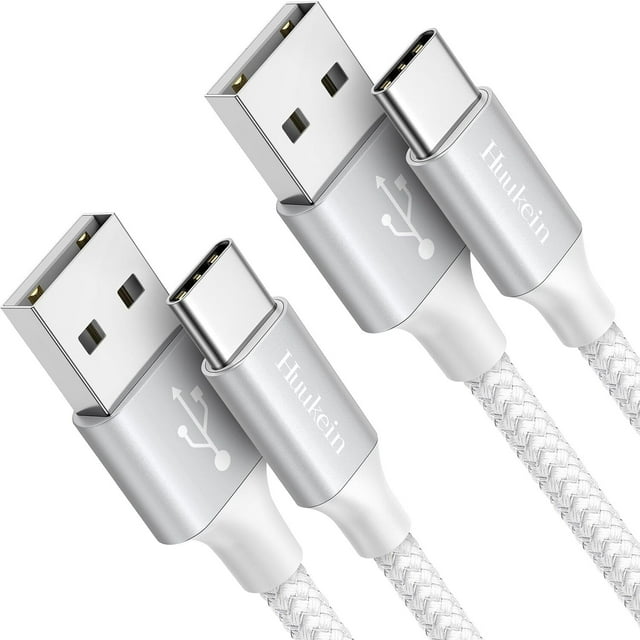 Cable USB C Huukein blanco de 3 m, paquete de 2 unidades, carga rápida para iPhone