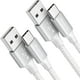 thumbnail image 1 of Cable USB C Huukein blanco de 3 m, paquete de 2 unidades, carga rápida para iPhone, 1 of 7