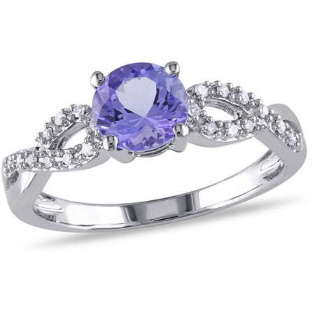 Tangelo 1 Carat T.G.W. Tanzanite and Diamond-Accent 10kt White Gold Infinity Engagement Ring