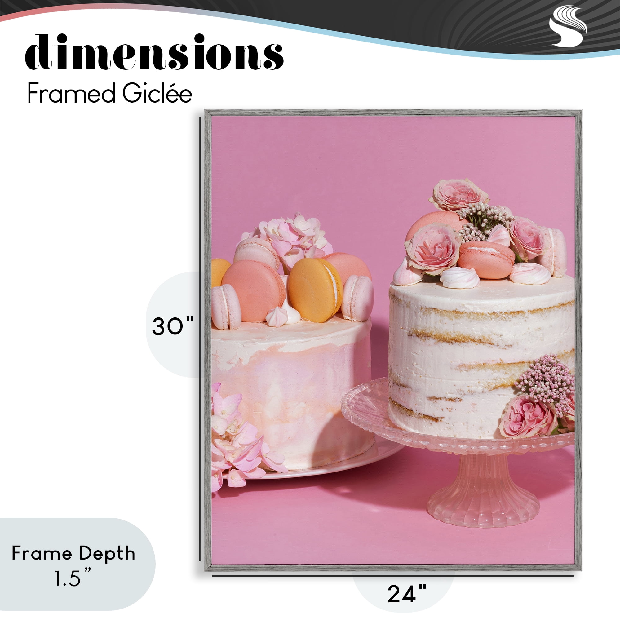 Stupell Industries Pink Pastel Macaroon Cakes Gray Framed Giclee Art, design by LISH Creative
