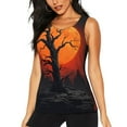 thumbnail image 3 of Goofa Yellow Castle Sunset Tree Printed Womens Workout Tops for Women Sleeveless Yoga Shirts Athletic Running Tank Tops Sleeveless Gym Clothes Workout Apparel-Medium, 3 of 9