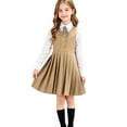 thumbnail image 3 of Mfakffe Girls Sleeveless Pinafore Pleated Dress Vintage Academy Pleated Skirt Jumper Dress Fashion Uniform Vest Dress, 3 of 5