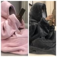 thumbnail image 4 of Nuan Oversized Hoodie Blanket Wearable Sherpa Fleece Sweatshirt, Gray, Adult Unisex Adult Unisex, 4 of 5