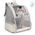 thumbnail image 1 of Mochila para gatos SsawCasa, tamaño grande, para mascotas de hasta 7 kg, color beige, 1 of 8