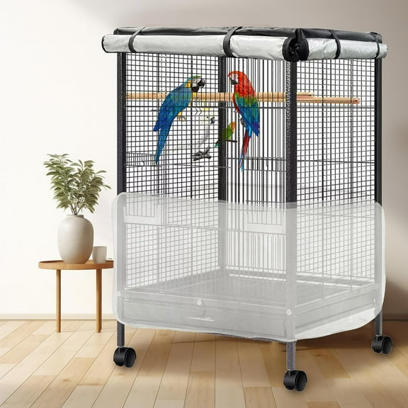 Large Bird Cage Cover - Adjustable Nylon Mesh Net with Seed Catcher for Most Pet Cages