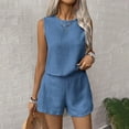 thumbnail image 2 of Chbgutlmr Summer Outfit for Women 2 Piece Sleeveless Round Neck Tops Shorts Set Vacation Beach Casual Clothes, 2 of 9