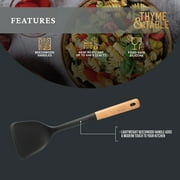 Thyme & Table Food-Safe Silicone Turner with Beechwood Handle, Black