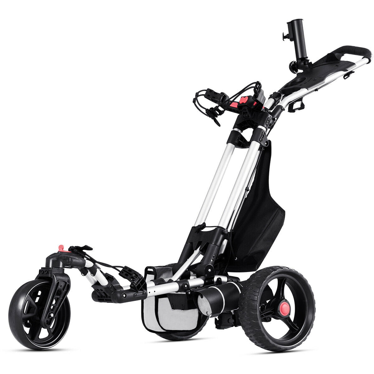 Costway Foldable Electric Golf Push Cart With Umbrella Holder Lithium