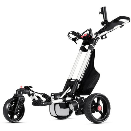 Costway Foldable Electric Golf Push Cart With Umbrella Holder Lithium Battery (Best Electric Golf Cart)