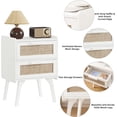 thumbnail image 4 of Rattan Nightstand, Boho End Table with 2 Drawers Bedroom Bedside Side Tables White Night Stand for Living Room, Bedroom, Dorm Room Essentials, 4 of 9