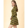 thumbnail image 4 of INSPIRE CHIC Women's Fall Square Neck Vintage Mini Plaids Dress, 4 of 6