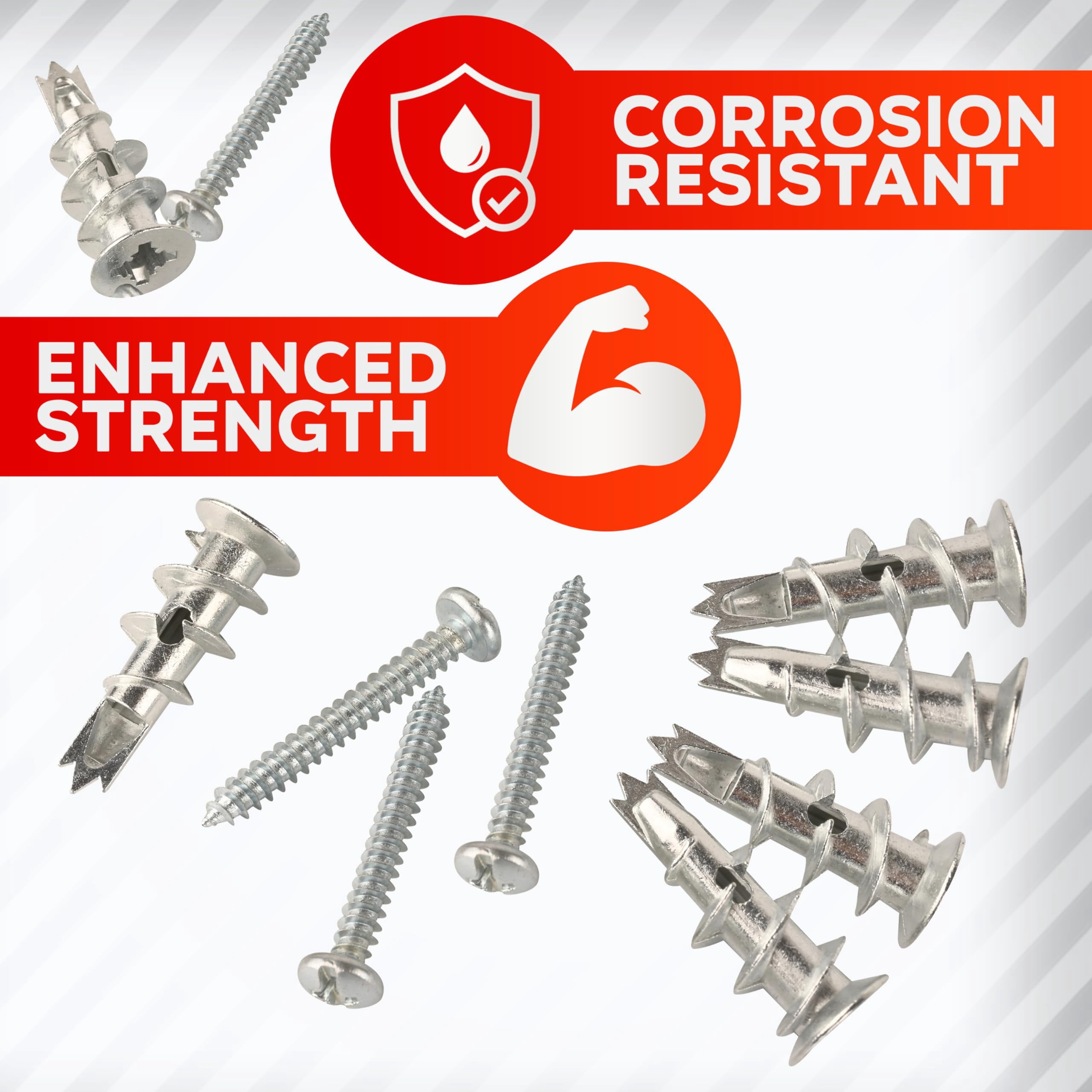 120Pcs #8 Self Drilling Drywall Anchors and Screws kit #8 x 1-1/4”- Superb Wall Anchors for Drywall, Holds Upto 75lbs – No Drill Hole Required with These Dry wall Screws and Anchors
