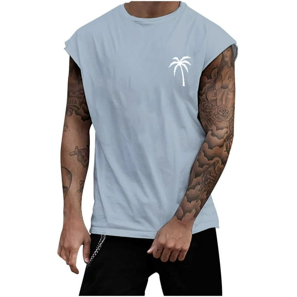 Playeras Lisas Para Hombre, Camiseta De Manga Corta Sin Mangas Para Deportes Al Aire Libre, De Verano, Para Hombre, Con Estampado De Cocotero
