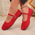 thumbnail image 6 of Ballet Flats for Women Slip On Square Toe Formal Wedding Flats Shoes with Low Arch Fashion Soft Sole Loafers Canvas Retro Shoes Red 36, 6 of 6
