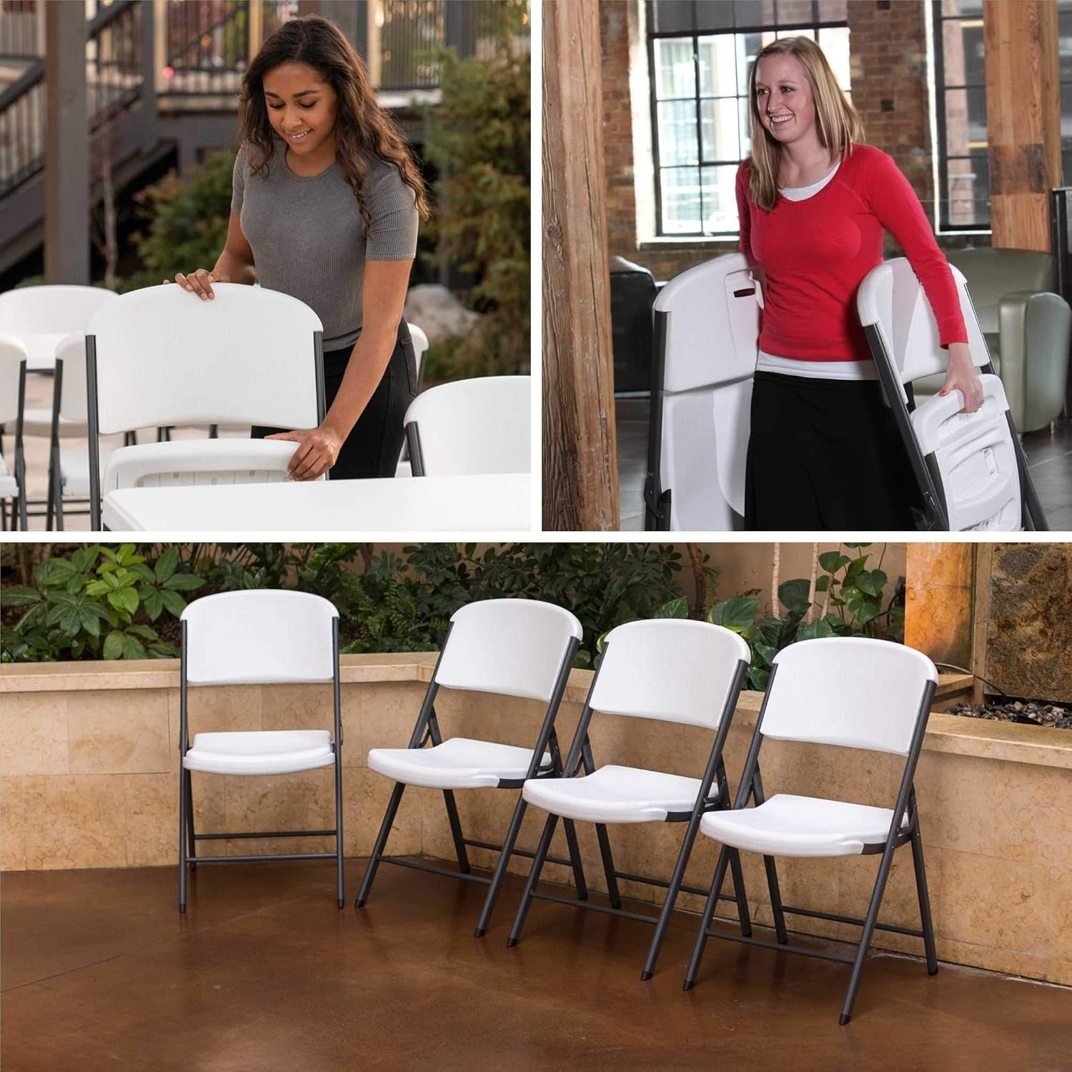BalanceFrom Folding Heavy Duty Plastic Chair, Comfortable, Sturdy，Compact，500-Pound Capacity，for Home, Office, or Events，2-Pack/4-Pack/6-Pack，White & Black