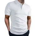 thumbnail image 2 of HVOBTTY Mens Summer Soft Versatile Pullover Casual Fashion Comfortable Solid Color Collared Short Sleeve Loose Breathable Daily Base Layer Shirts White, XL, 2 of 4