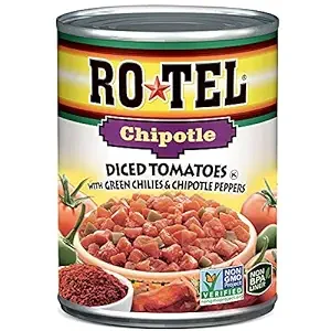 RO-TEL Chipotle Diced Tomatoes with Green Chilies and Chipotle Peppers, Keto Friendly, 10 oz
