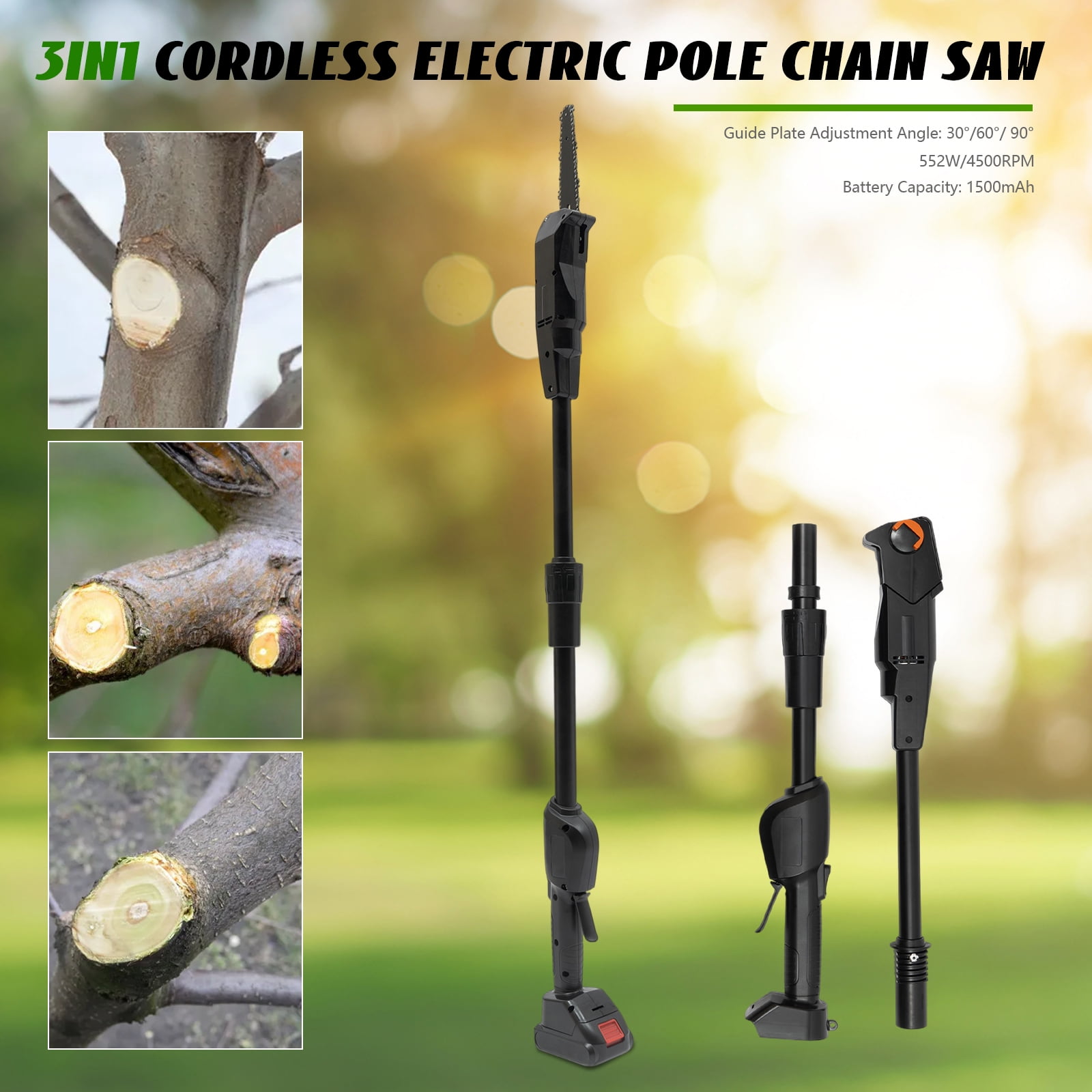 4FT Cordless Tree Trimmer Electric Handheld Chainsaw Branch Cutter w/ 1 Battery and Charger