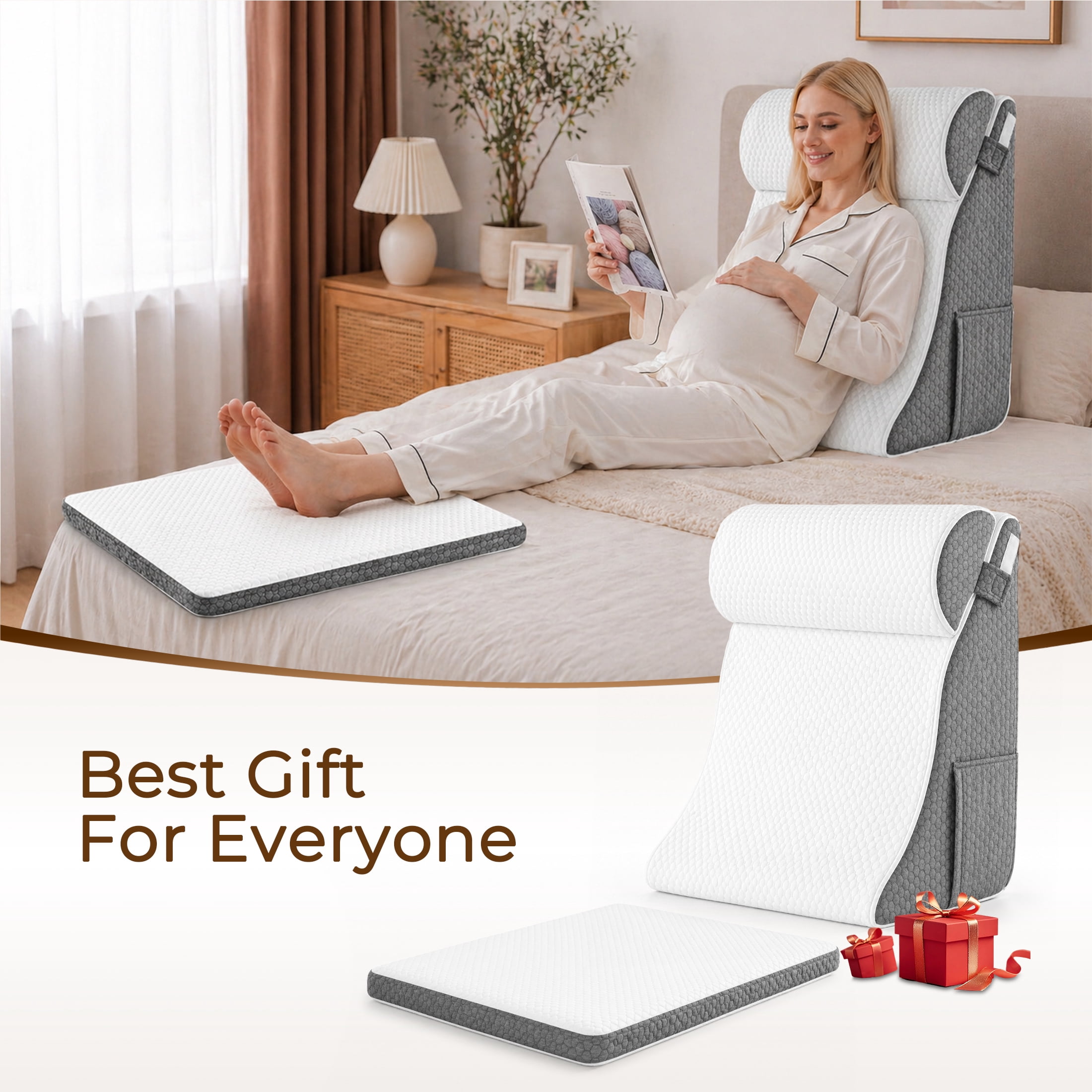 WANALIT Wedge Pillow for Sleeping Apnea, Bed Wedge Pillow for Headboard, Orthopedic Wedge Pillow Set for After Surgery Back Pain Relief, Acid Reflux Relief