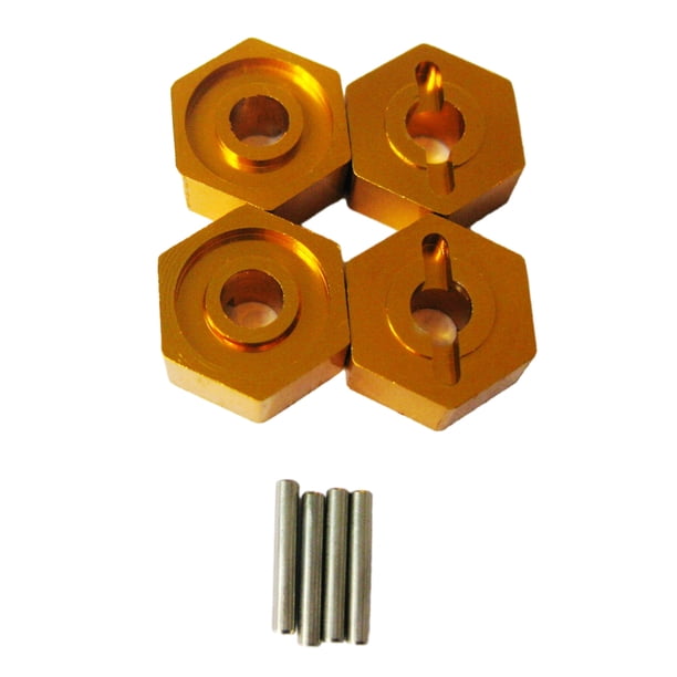 Vogacara RCGOFFLOW-Soporte hexagonal de rueda fuerte de aleación de aluminio para adaptador 1/16 HSP 94186, pieza de coche de control remoto, Kits de construcción modelo Dorado