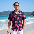 thumbnail image 4 of Mens Hawaiian Shirts Short Sleeve Summer Beach Aloha Shirt Tropical Floral Casual Button Down Shirt Hot Pink, 4 of 7