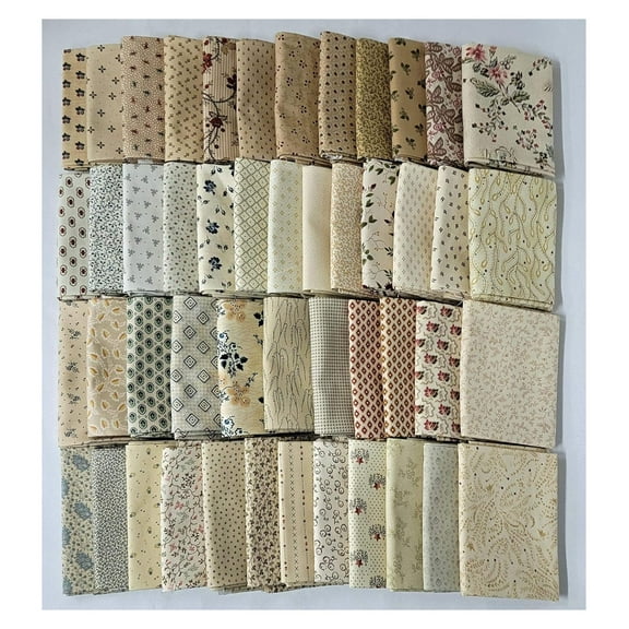 10 Fat Quarters - American Civil War (Creams, Neutrals, Light Colors ONLY) 1800's Historical Reproduction Quality Quilters Cotton Fabrics FQs Fat Quarter Bundle