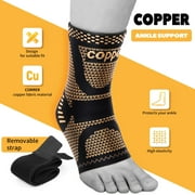 JIUFENTIAN Copper Ankle Brace Ankle Wraps for Sprain Compression Heel Sleeve for Achilles Tendonitis Support 1 Pack-L