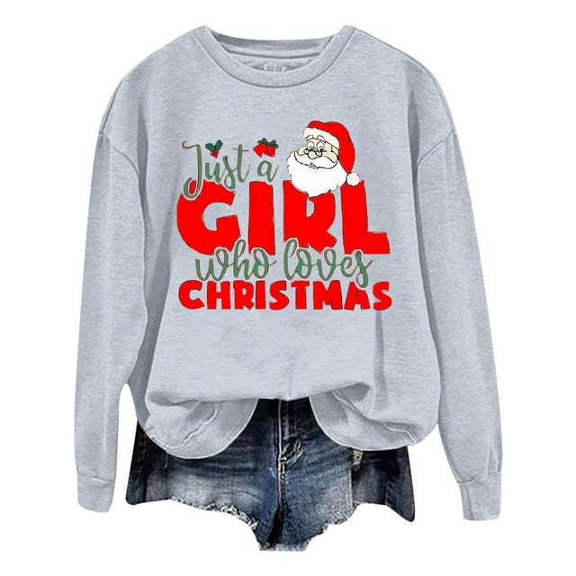 VBARHMQRT Chandail à Capuchon Vert Femmes Dames Noël Mode Père Noël Imprimé Lettre Manches Longues Col Rond Chandail à Capuchon