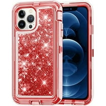 Designed for Apple iPhone 14 Pro Heavy Duty Case, Heavy Duty Glitter Case for Girls Women Liquid Bling Sparkle Shining Glitter Luxury Shockproof Phone Case Cover for Apple iPhone 14 Pro,Red