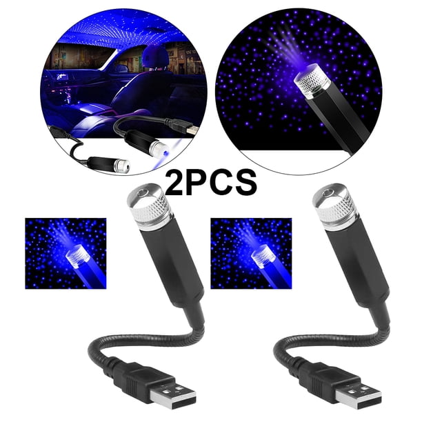 DQrwqpou Romántica Galaxy Star Night Light USB Powered Car Ambient Night Lamp (Azul)