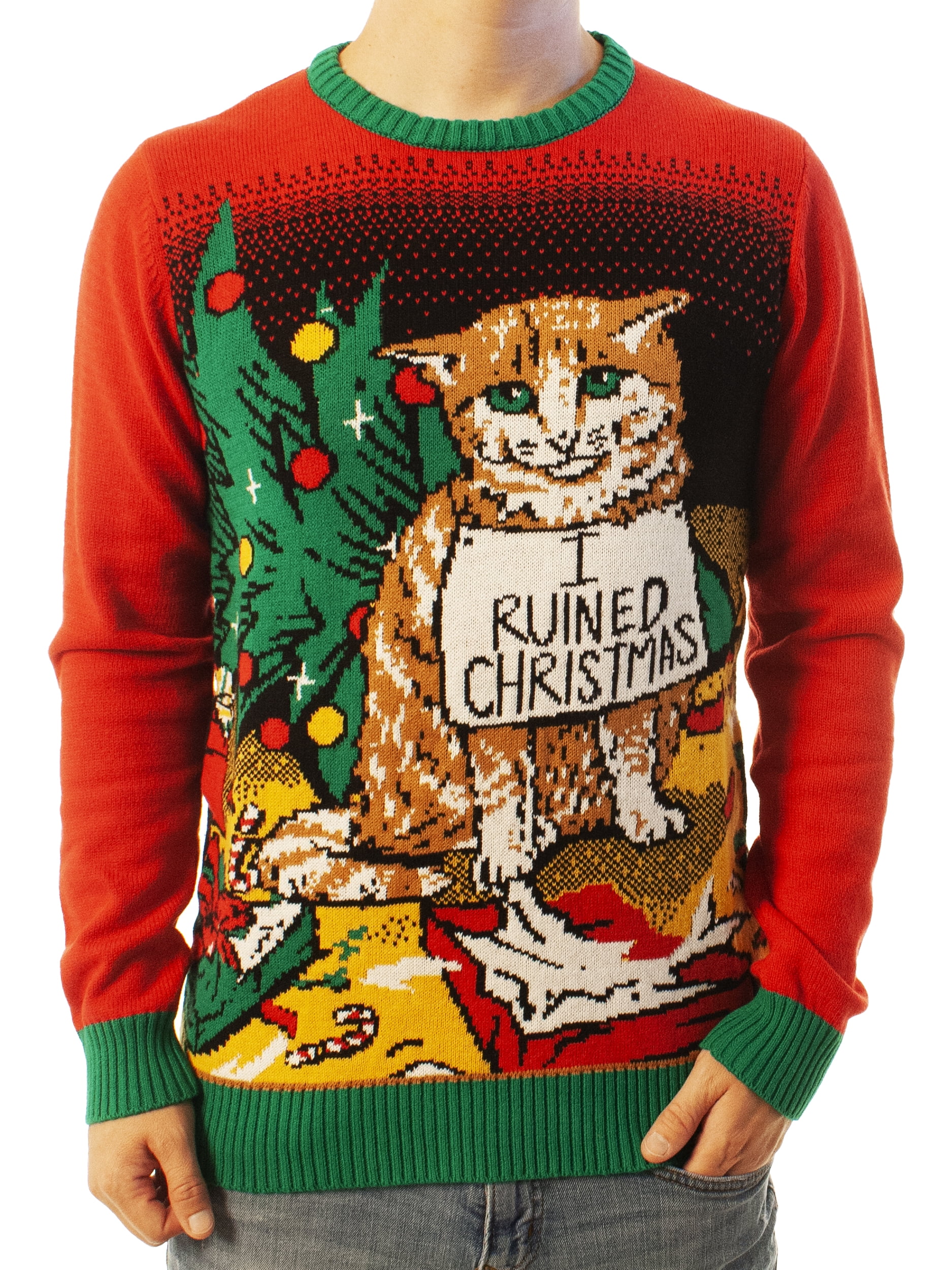 Blizzard Bay Boys Ugly Christmas Sweater Cat 