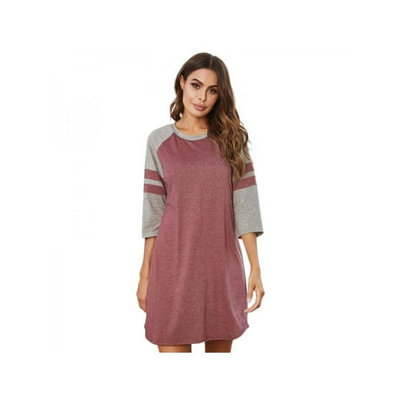 

Dragonus Sleepwear Women’s Round neck Nightshirt Cotton Casual Sleepwear Long Sleeve Nightgown S-XXL