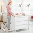 thumbnail image 3 of Costway 3 Drawer Baby Changing Table Infant Diaper Changing Station Wood with Safety Belt White, 3 of 10