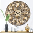 thumbnail image 2 of Designart 'Golden Rose Flowers On Gray' Mid-Century Modern Wood Wall Clock, 2 of 5