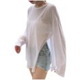 thumbnail image 5 of UVEASISHA Summer Beach Cover Ups for Women Long Sleeve Side Split Sheer Tshirts Lightweight Comfy Sun Protection Outfits White Free Size, 5 of 5