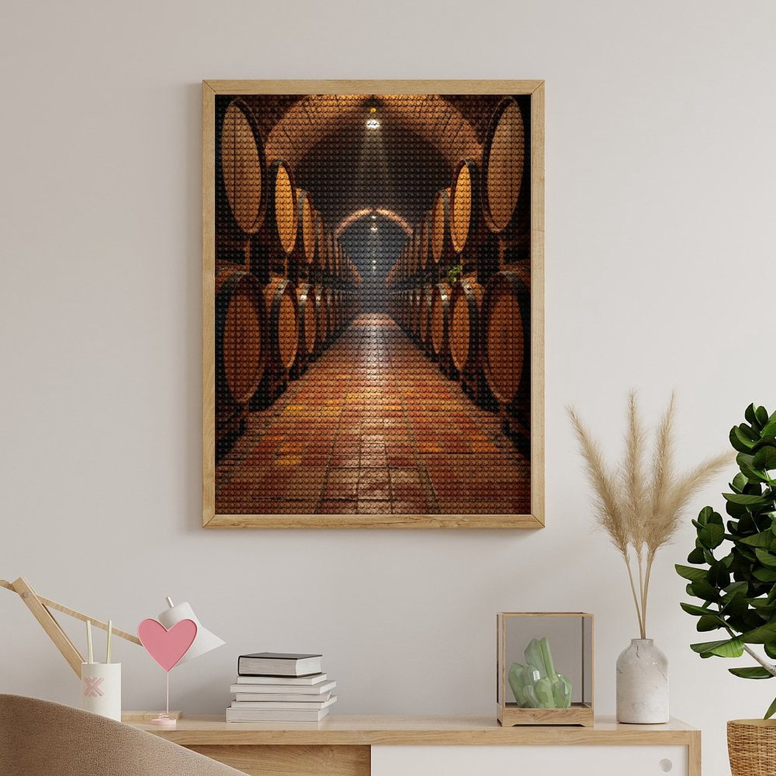 Diamond Art Kits for Adults, Barrel Wine Cellar Interior Stacked 5D Diamond Painting Kits for Adults Beginners, DIY Full Drill Diamond Painting, Gem Art and Crafts 12x16