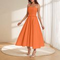 thumbnail image 3 of NXMZXB Women's Summer Maxi Dress 2025 Loose Fit Casual Boho Sleeveless Spaghetti Strap Smocked Tiered Long Beach Sundresses Orange S, 3 of 9